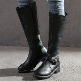 Fashion Casual Solid Color Round Keep Warm Boots