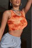 Fashion Casual Print Vests O Neck Low Waist Tops