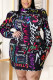 Fashion Sexy Plus Size Print Basic Mandarin Collar Printed Dress