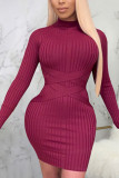 Sexy Solid Patchwork O Neck Pencil Skirt Dresses