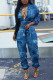 Street Print Turndown Collar Long Sleeve Two Pieces