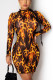 Sexy Print Mandarin Collar Sheath Dresses