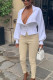 Solid Patchwork V Neck Mid Waist Tops