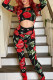 Fashion Casual Print Hollowed Out O Neck Regular Jumpsuits