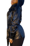 Work Daily Faux Leather Solid With Belt Turndown Collar Tops