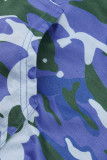 Fashion Casual Camouflage Print Basic Hooded Collar Plus Size Set