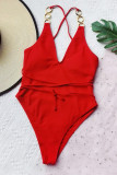Fashion Sexy Solid Patchwork Backless Swimwears