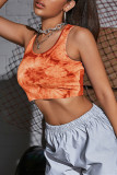 Fashion Casual Print Vests O Neck Low Waist Tops