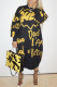 Fashion Casual Regular Sleeve Long Sleeve O Neck T-shirt Dress Mid Calf Letter Print Dresses
