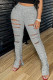 Fashion Casual Solid Ripped Slit Fold Skinny Mid Waist Trousers