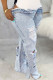 Fashion Casual Solid Ripped Plus Size Jeans
