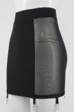 Fashion Sexy Patchwork Solid See-through Skinny High Waist Skirt