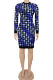 British Style Print Hollowed Out O Neck A Line Dresses