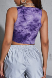 Fashion Casual Print Vests O Neck Low Waist Tops