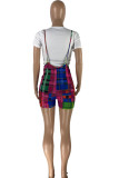 Work Daily Plaid Print O Neck Short Sleeve Two Pieces