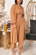 Street Solid O Neck Long Sleeve Two Pieces
