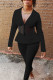 Casual Solid Patchwork V Neck Long Sleeve Two Pieces