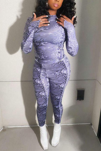 Street Print O Neck Long Sleeve Two Pieces