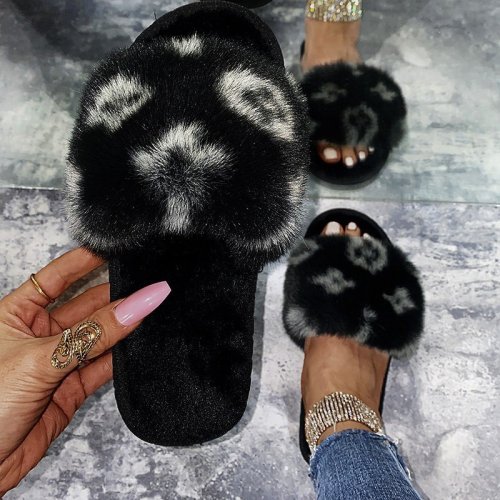 Fashion Casual Split Joint Plush Slippers