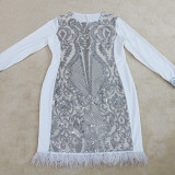 Fashion Sexy Patchwork Sequins Patchwork O Neck Plus Size Long Sleeve Dress