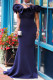 Fashion Sexy Solid Patchwork Bateau Neck Evening Dress (Please Make The Object As The Standard)