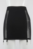 Fashion Sexy Patchwork Solid See-through Skinny High Waist Skirt
