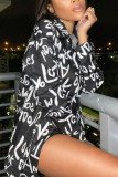 Fashion Casual Print Basic Turndown Collar Tops