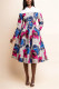 Fashion Patchwork Print Patchwork Turndown Collar Long Sleeve Dress