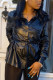 Work Daily Faux Leather Solid With Belt Turndown Collar Tops