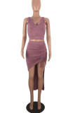 Work Daily Solid V Neck Sleeveless Two Pieces