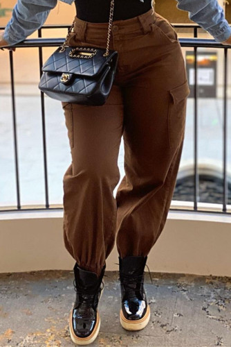 Fashion Casual Solid Basic Regular Trousers