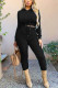 Casual Solid Patchwork Hooded Collar Long Sleeve Two Pieces