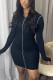 Fashion Casual Solid Basic Hooded Collar Long Sleeve Dress