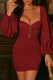 Street Solid Patchwork Square Collar Pencil Skirt Dresses
