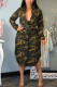 Fashion Casual Camouflage Print Basic Turndown Collar Printed Dress Dresses
