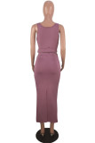 Work Daily Solid V Neck Sleeveless Two Pieces