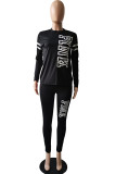 Fashion Casual Adult Letter Print Letter O Neck Long Sleeve Regular Sleeve Regular Two Pieces