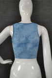 Fashion Casual Print Vests O Neck Low Waist Tops