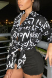 Fashion Casual Print Basic Turndown Collar Tops