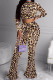 venetian Fashion Casual adult Ma'am Leopard Two Piece Suits Straight Long Sleeve Two Pieces