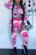 Fashion Casual Long Sleeve Zipper Collar Regular Sleeve Regular Print Two Pieces