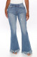 Fashion Casual Boot Cut Solid Denim Trousers