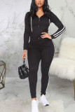 Fashion Sexy Adult Solid Patchwork Hooded Collar Long Sleeve Regular Sleeve Regular Two Pieces