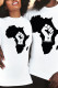 White Black O Neck Short Sleeve Print Tops