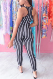 Sexy Striped Printed Sleeveless Jumpsuit