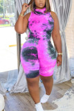 Fashion Sexy adult Ma'am Print Tie Dye Two Piece Suits Straight Sleeveless Two Pieces
