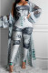 Milk Silk Fashion Casual Print Three-Piece Suits pencil Long Sleeve Two Pieces