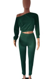 Europe and America Solid pencil Long Sleeve Two Pieces