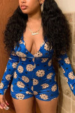 Sexy Fashion Print Long Sleeve Romper