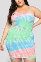 Sexy Printed Plus Size Strap Dress